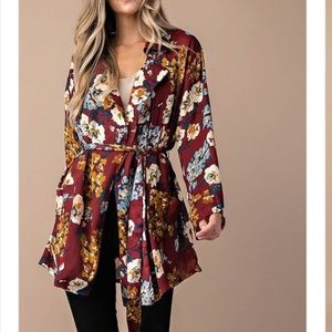 Floral Wine Kimono/Jacket